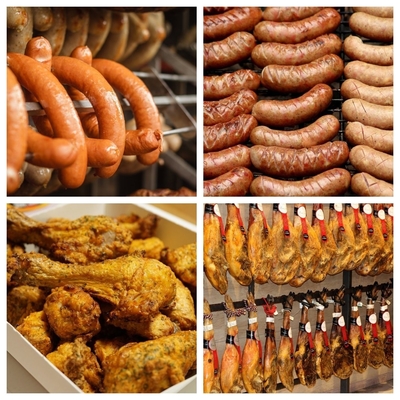 50 кг / 100 кг / 200 кг Автоматический мясо рыба колбаса дымоход для вашего производства